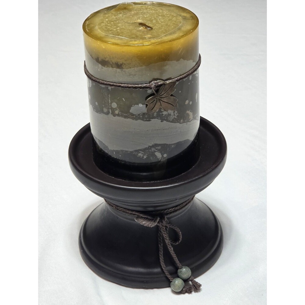 Vintage Decorative multi layered pilar candle with Rustic twine wrap with base
